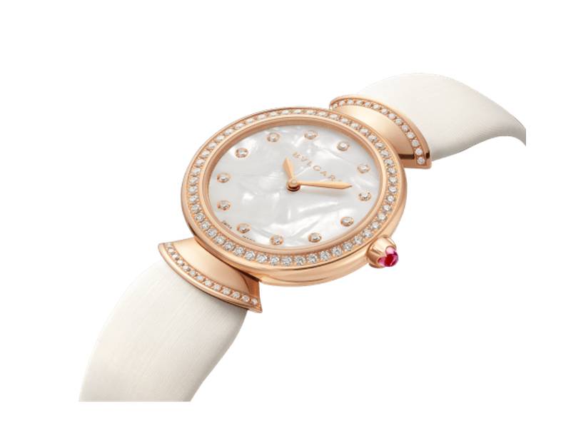 WOMEN'S WATCH QUARTZ 18KT PINK GOLD/SATIN WITH DIAMONDS DIVA BULGARI DVP30WGDL/12 102433